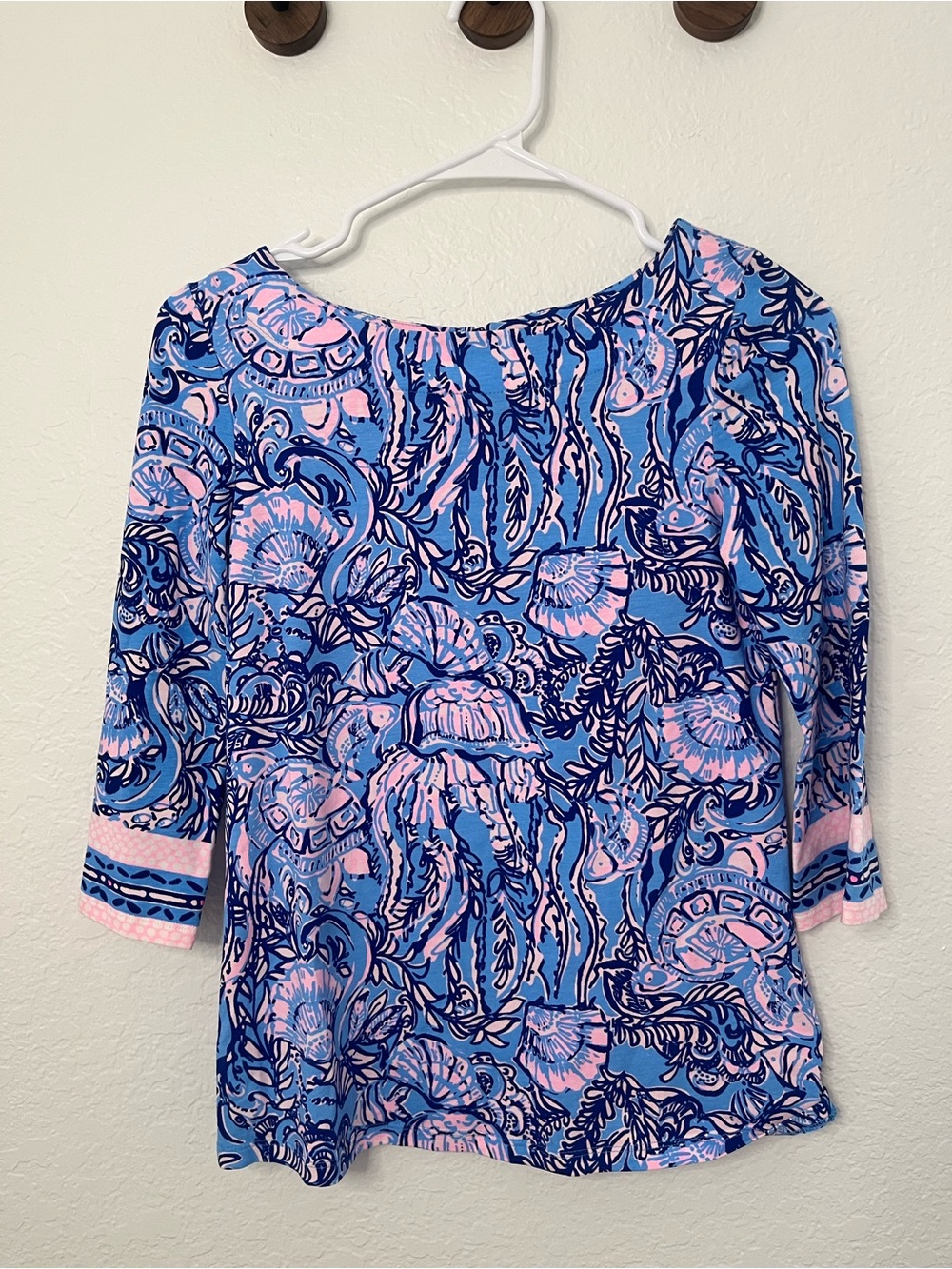 Lilly Pulitzer Blue & Pink Sea-Inspired Boatneck Top
